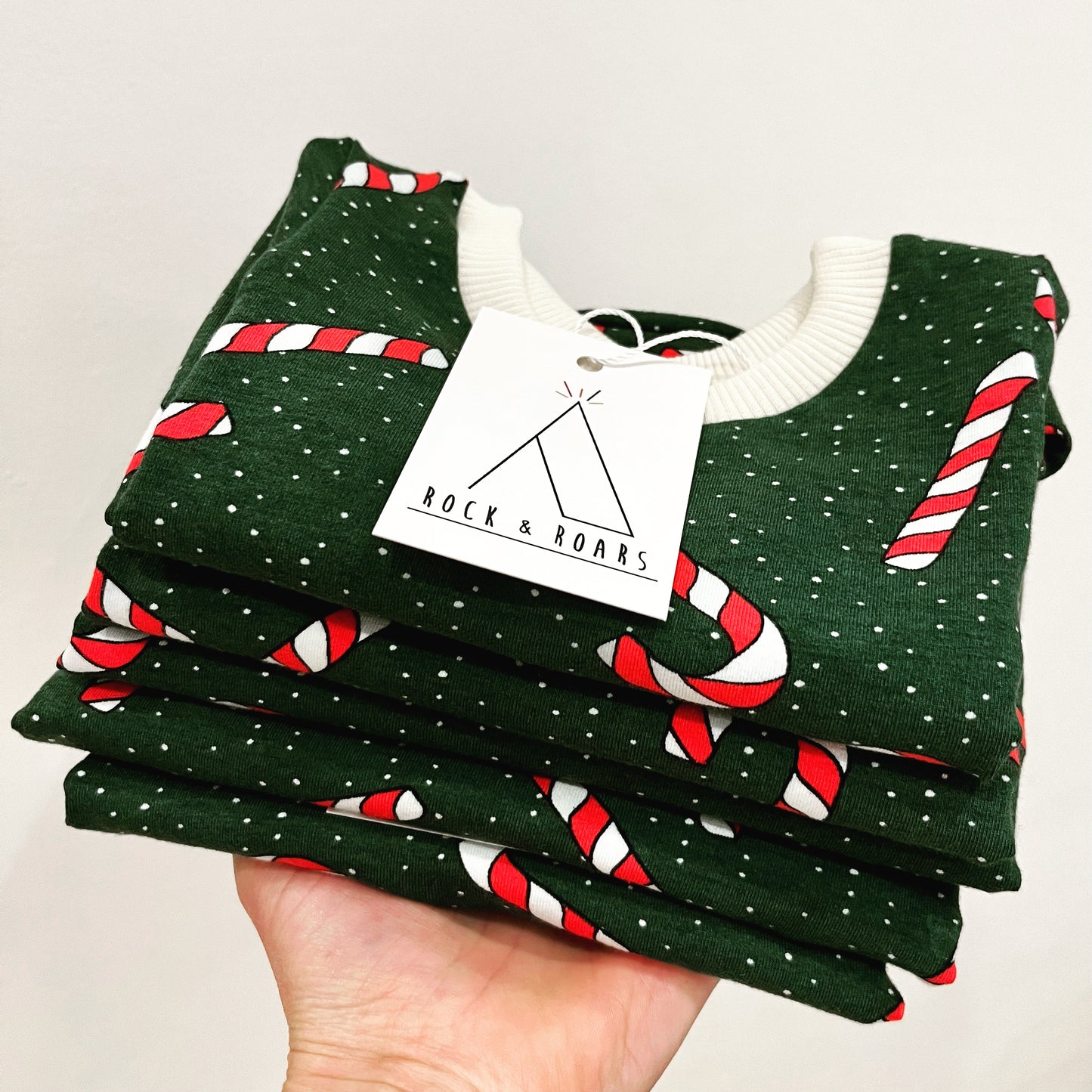 Pre-Made, Green Candy Cane Long-Sleeved Top