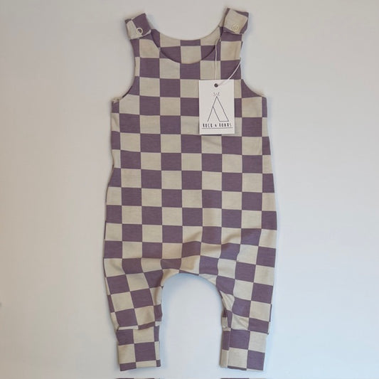 Lilac Checkerboard Full-Length Harem Romper