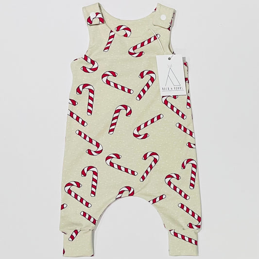 Pre-Made, Cream Candy Cane Romper