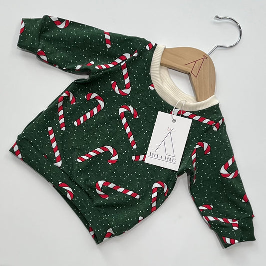 Pre-Made, Green Candy Cane Long-Sleeved Top