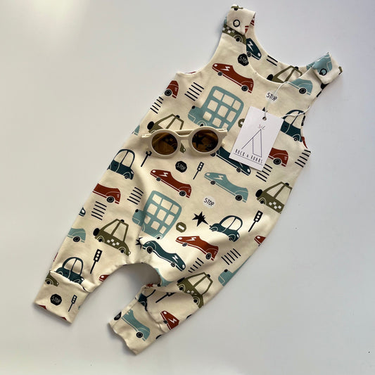 Pre-Made, Beep Beep Car Full-length Harem Romper, 3 - 6 Months (Immediate Dispatch)