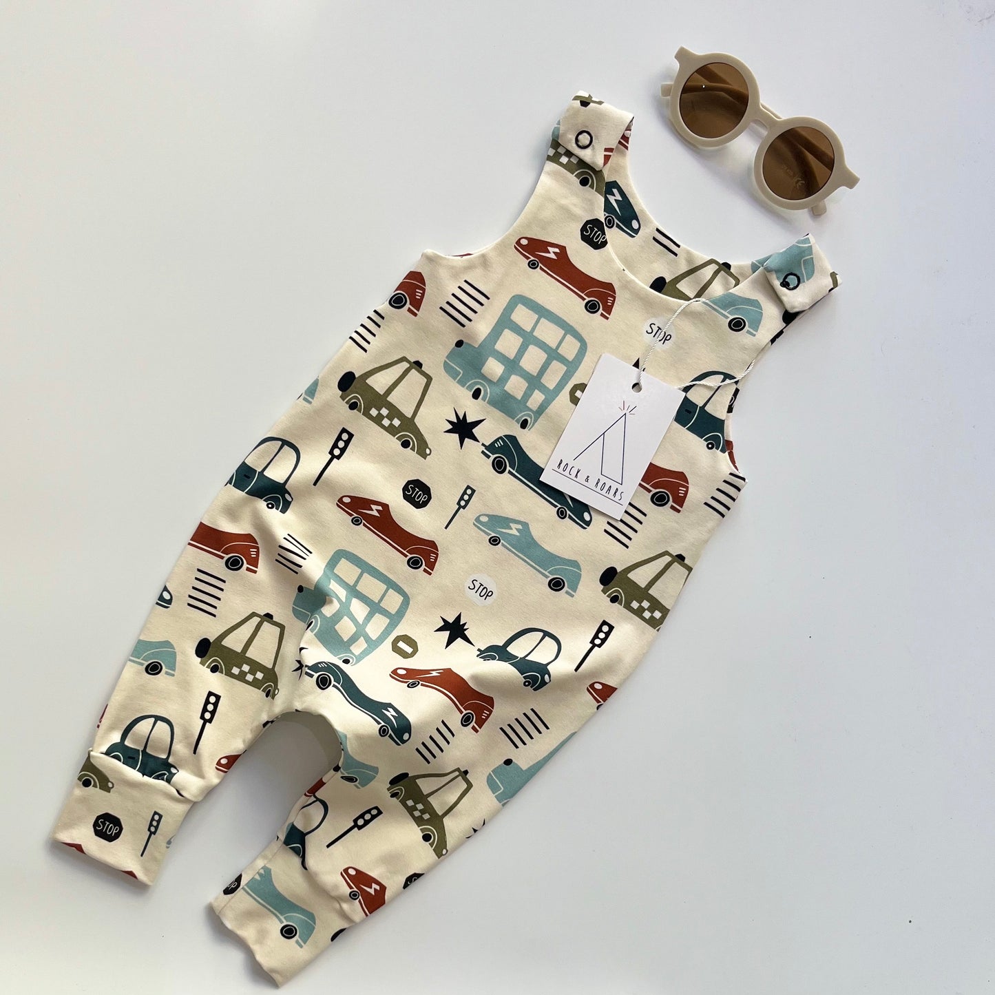 Pre-Made, Beep Beep Car Full-length Harem Romper, 3 - 6 Months (Immediate Dispatch)