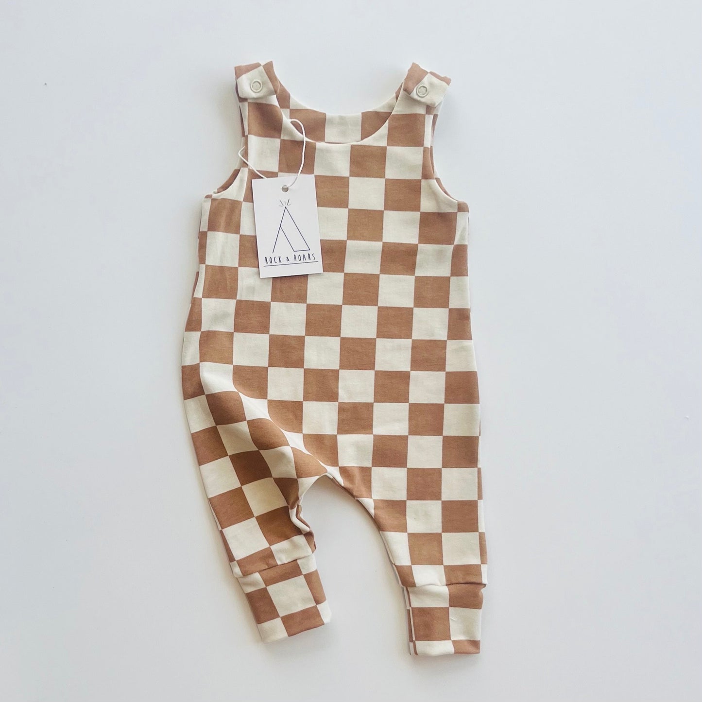 Checkerboard Full-Length Harem Romper