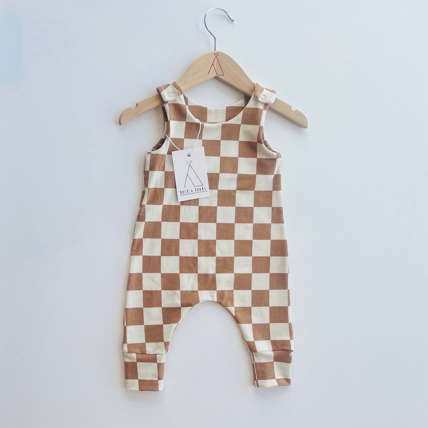 Checkerboard Full-Length Harem Romper