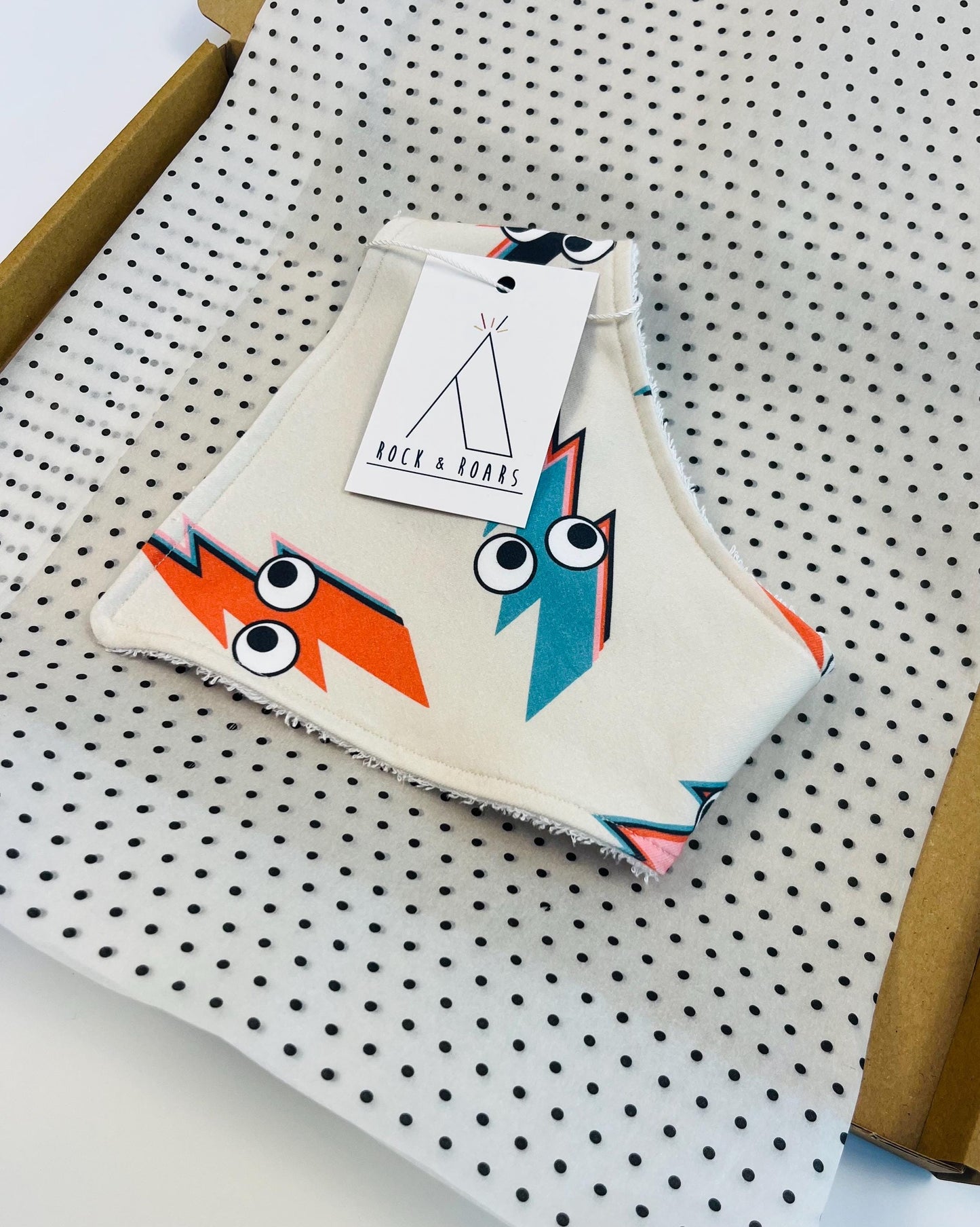 Peek A Boo Lightning Bolts Bandana Dribble Bib